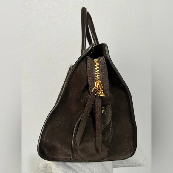 Metier London Private Eye Bag in Chocolate Suede - Picture 4 of 12